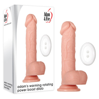 Adam & Eve Warming Rotating Power Boost Dildo - Flesh USB Rechargeable Dong Product Box