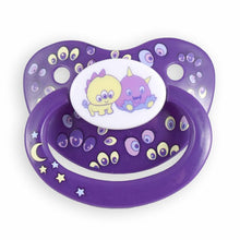 Load image into Gallery viewer, Rearz Monsters Pacifier and Clip 2 Pack Purple Front
