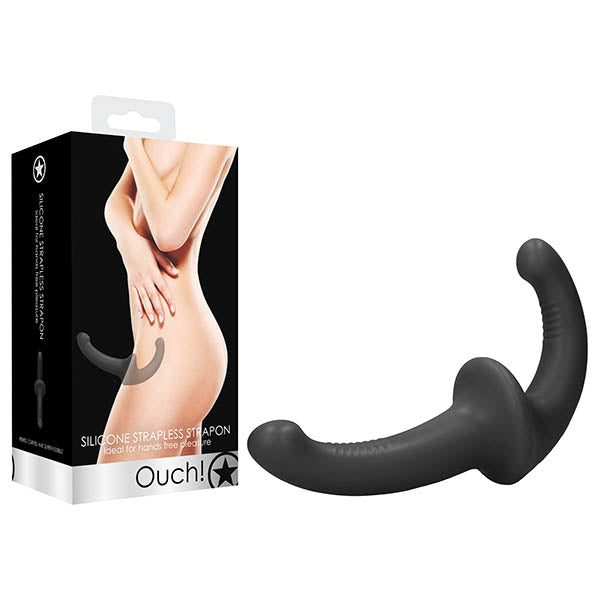 Ouch! Silicone Strapless Strapon - Black Strapless Strap-On