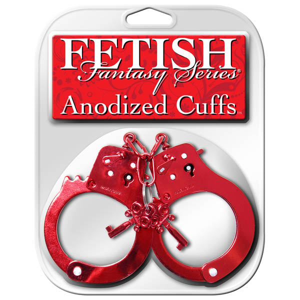 Fetish Fantasy Series Anodized Cuffs - Red Metal Restraints