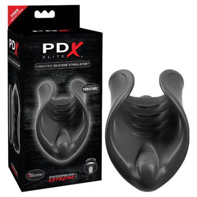 PDX Elite Vibrating Silicone Stimulator Black Vibrating Stroker Product Image