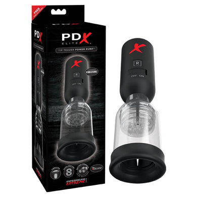PDX Elite Tip Teazer Power Pump Black Vibrating Penis Head Pump Product Image